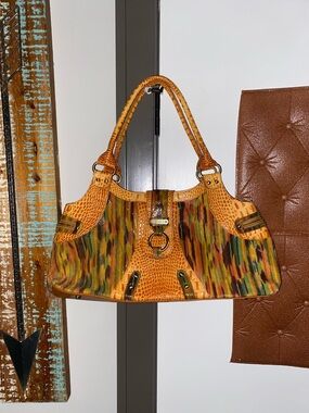 Vintage Sharif Studio Leather Multicolor Reptile Embossed